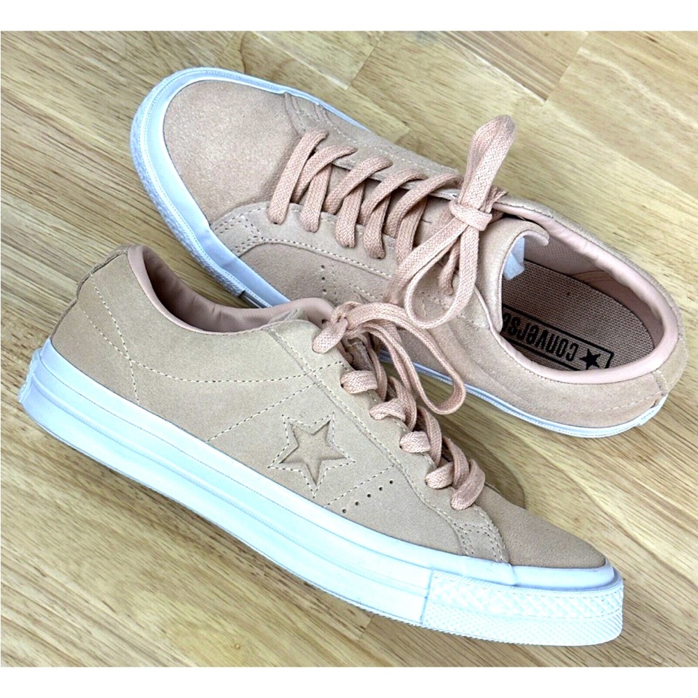Converse One Star Suede Leather Shoes Womens 7 Ox Dusk Pink Beige Suede Sneakers